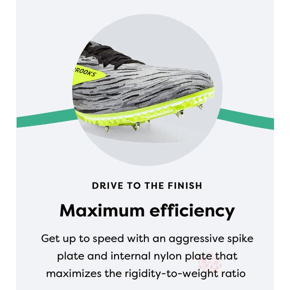 Brooks QW-K v4 Speed sprint spikes racing cleats Unisex - Picture 7 of 12